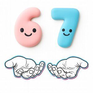 67 Tic Tac Toe Clay Board – Gen Alpha Meme, 6 vs 7,